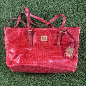 Women’s Anne Klein Elegant Red Crocodile-Embossed Tote Bag